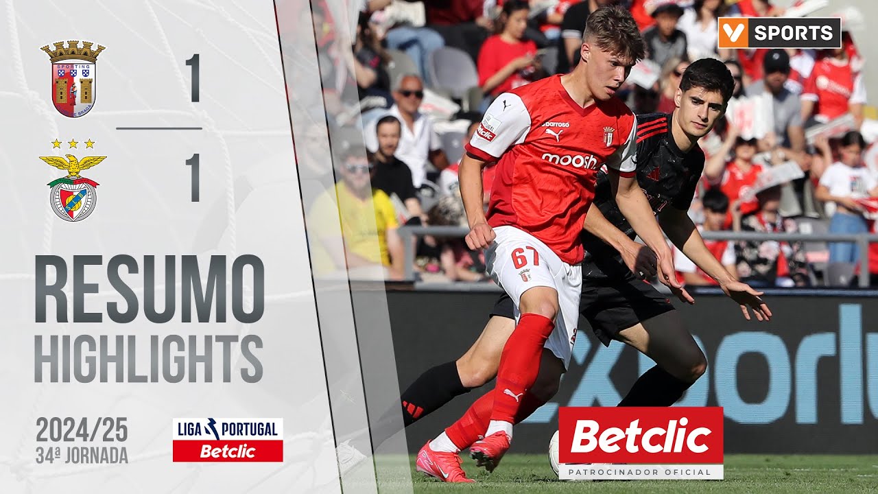 Braga 1-1 Benfica na Liga 24/25 ⚽