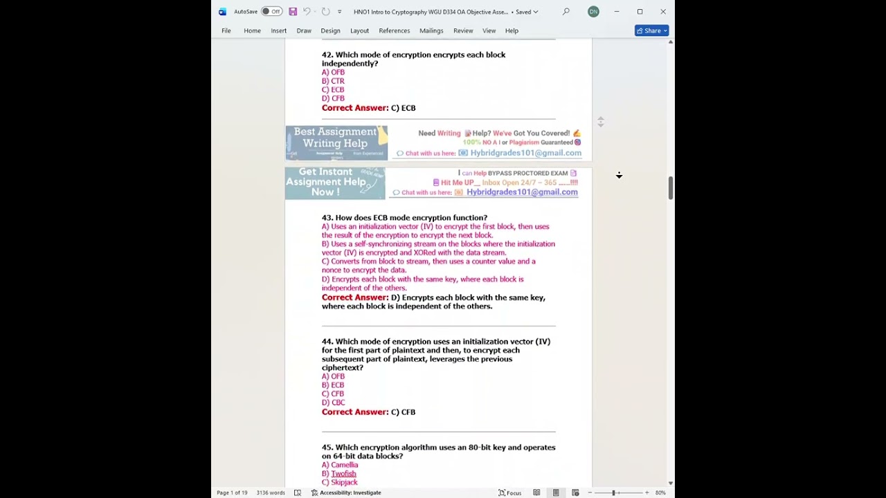 Intro to Cryptography WGU D334 OA ๐