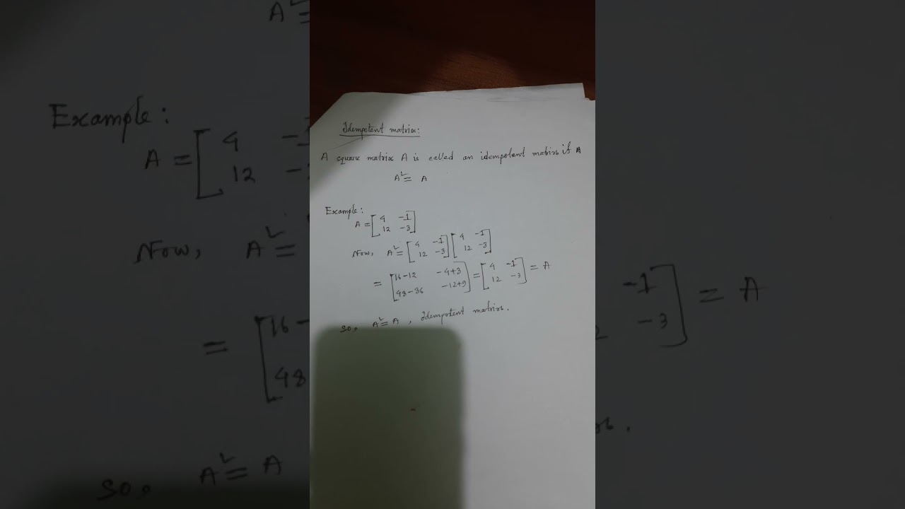 Idempotent Matrix Explained with Example 😀