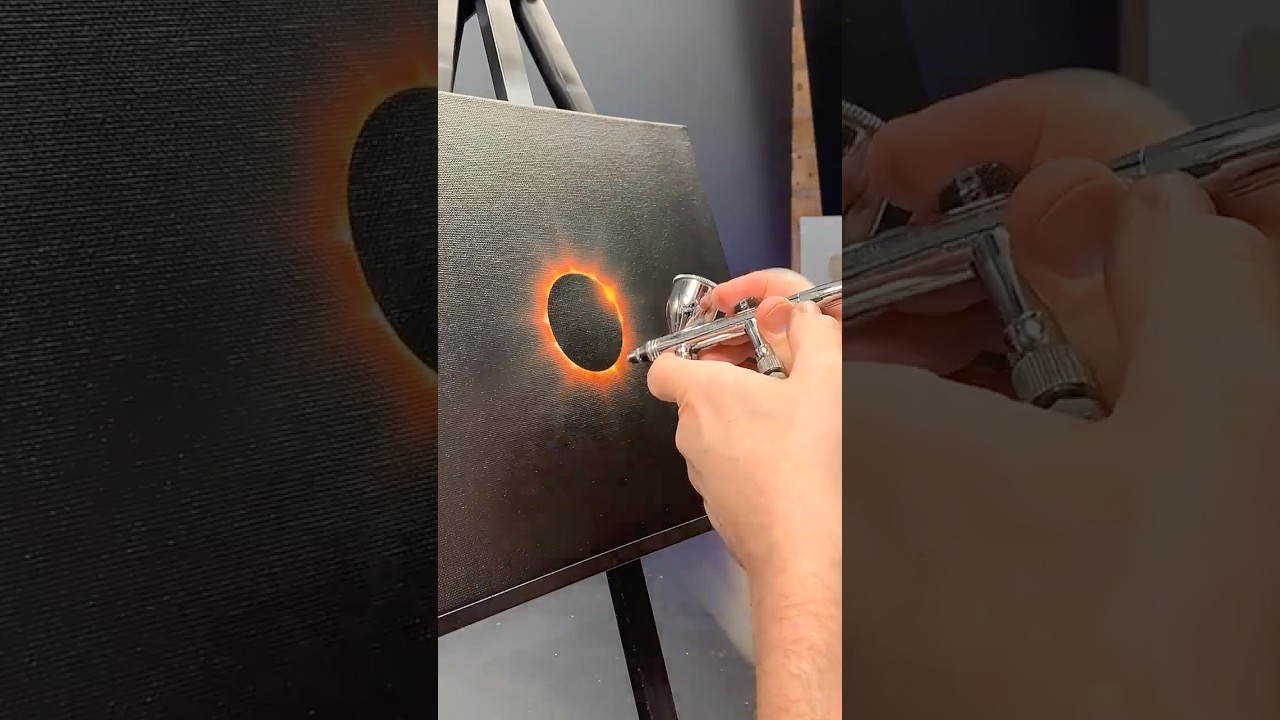 Solar Eclipse Airbrushing Timelapse 🌑