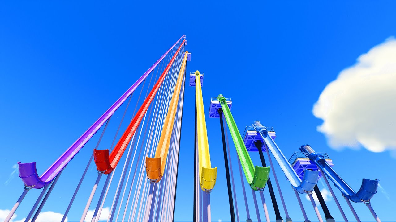 15 Epic Water Slide Challenge: 15ft vs. 800ft Trap Doors in Planet Coaster 2 ๐ข