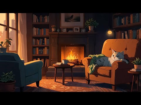 🔥 Cozy Fireplace Ambiance & Lofi Music | Relaxing Study and Chill 🔥