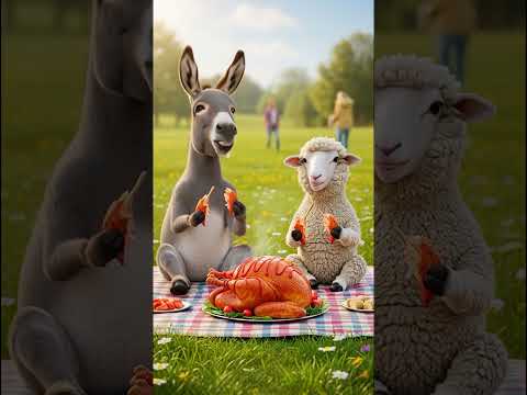 Donkey & Sheep Eating Chicken… THEN They Laugh 😂 #shorts #funny #ai
