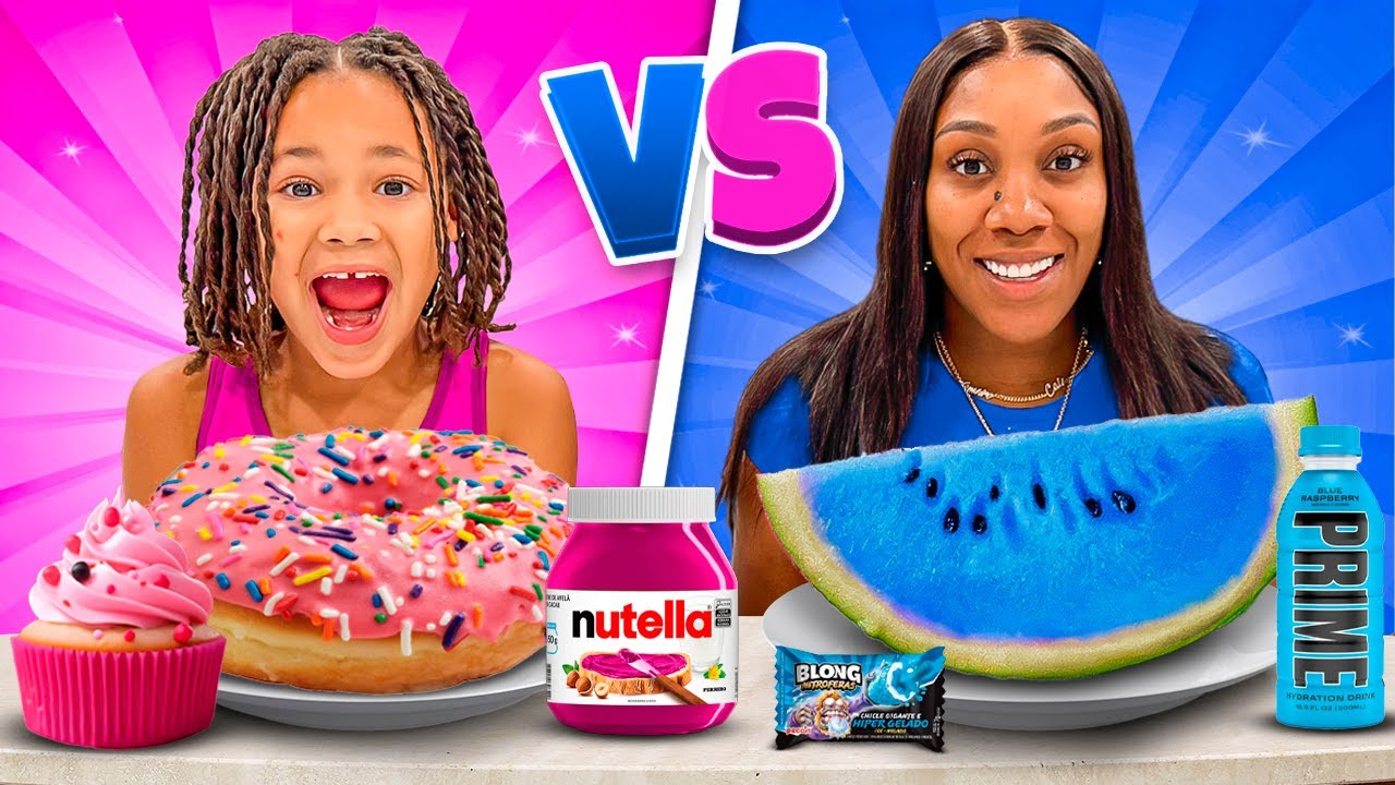 Pink vs Blue Food Challenge! 🍽️