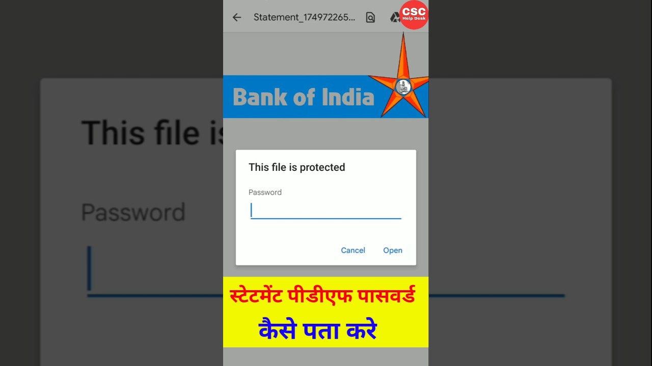 Open Bank of India PDF Statement 🔑 Easily