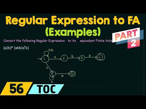 Conversion of Regular Expression to Finite Automata - Examples (Part 2)