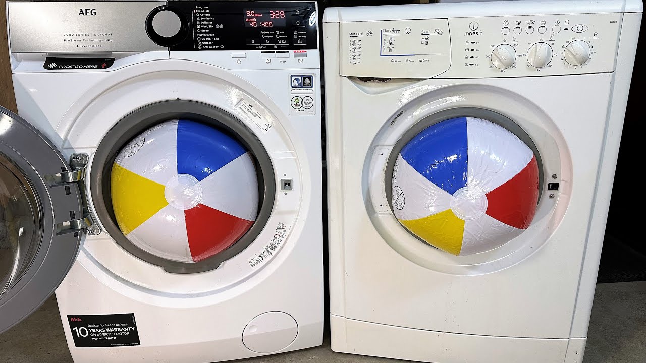 Beach Balls Battle in Washing Machines 🧼