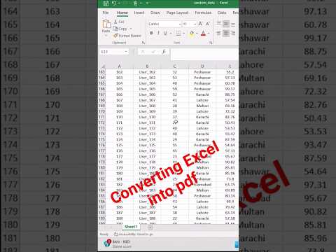 Convert Excel in PDF #excel #pdf #shortsfeed #shorts #viral #exceltips