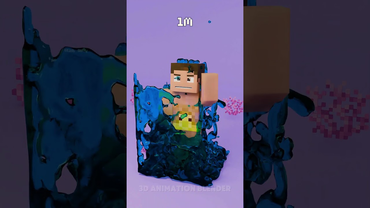 💦 0 vs 1 Billion Water Drop Minecraft Steve| Blender Fluid Simulation