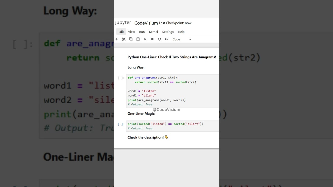 Quick Python Trick: Verify Anagrams in One Line! 🔄