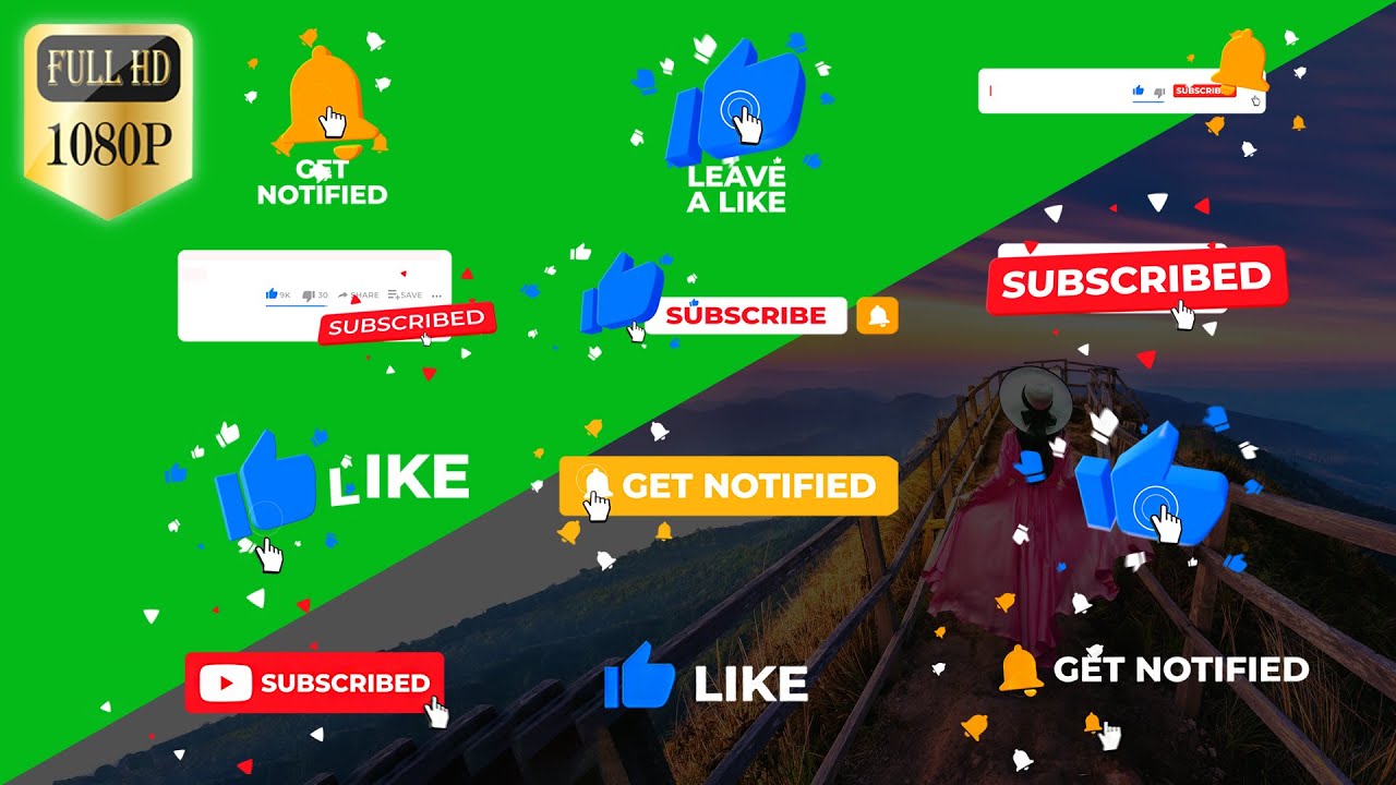 10 Free 3D YouTube Buttons with Sounds & HD Background