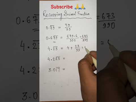 Recurring Decimal Fraction l Bar Questions into fractions #maths