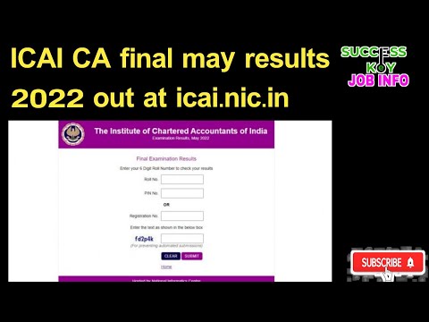 ICAI CA final may results 2022 out at icai.nic.in #caresults #icai #successkeyjobinfo