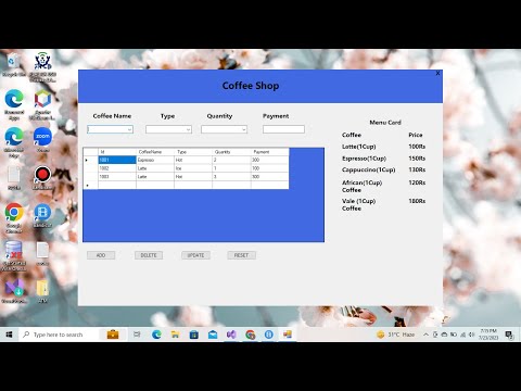 Coffee Shop Management System in C# Visual Studio 2022
