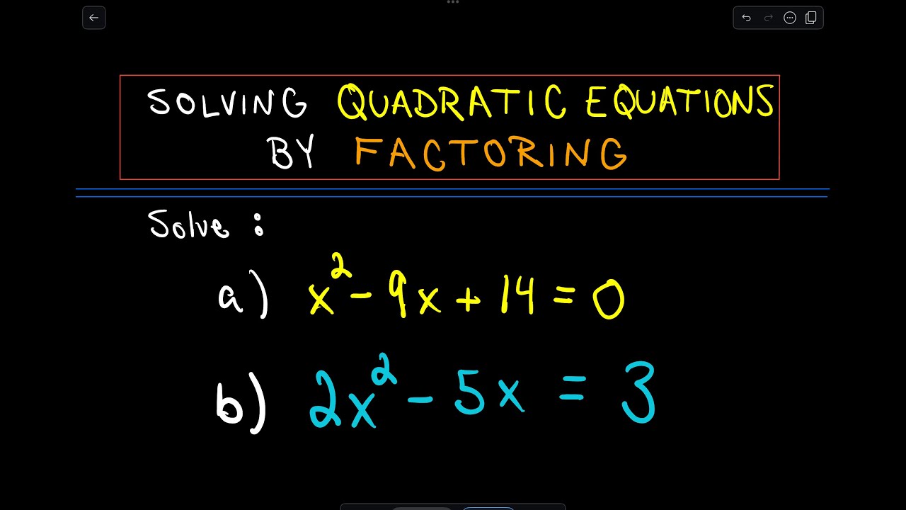 Solving Quadratic Equations by Factoring: Basic Examples