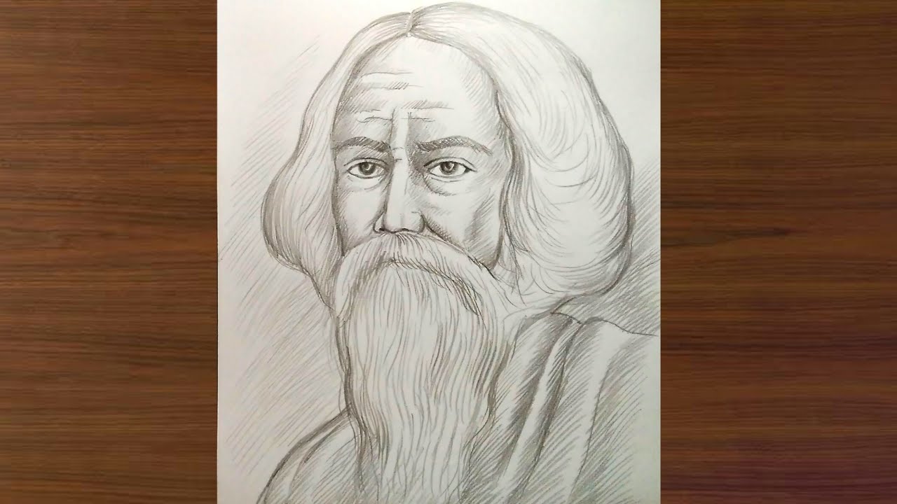 Rabindranath Tagore Pencil Sketch 🎨