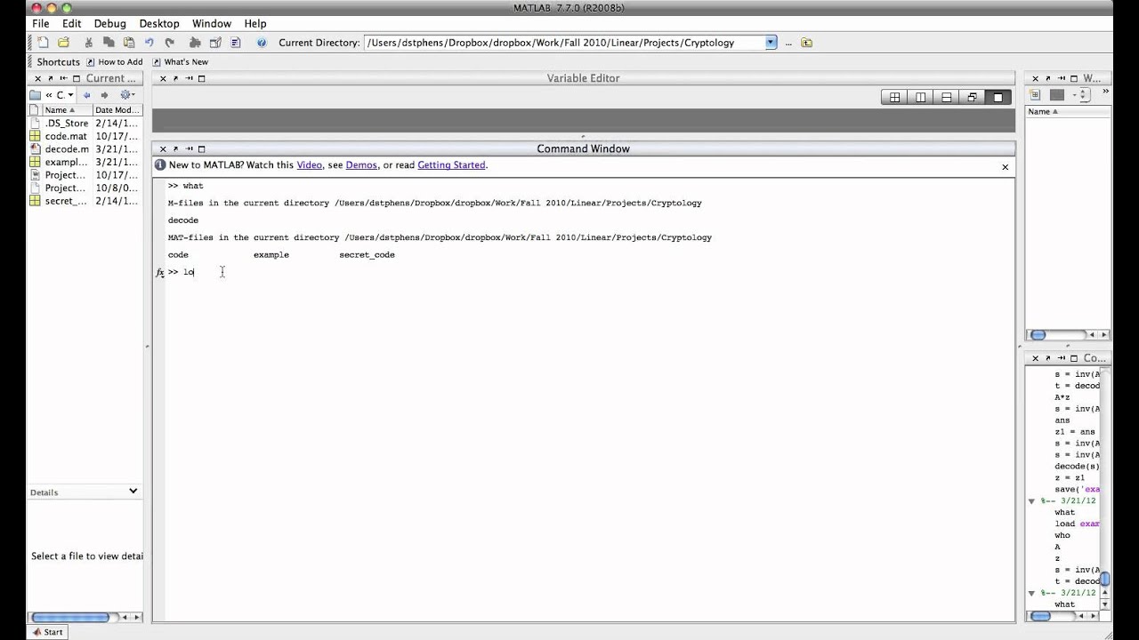 Cryptology Demo: Encoding Messages with Linear Transformations