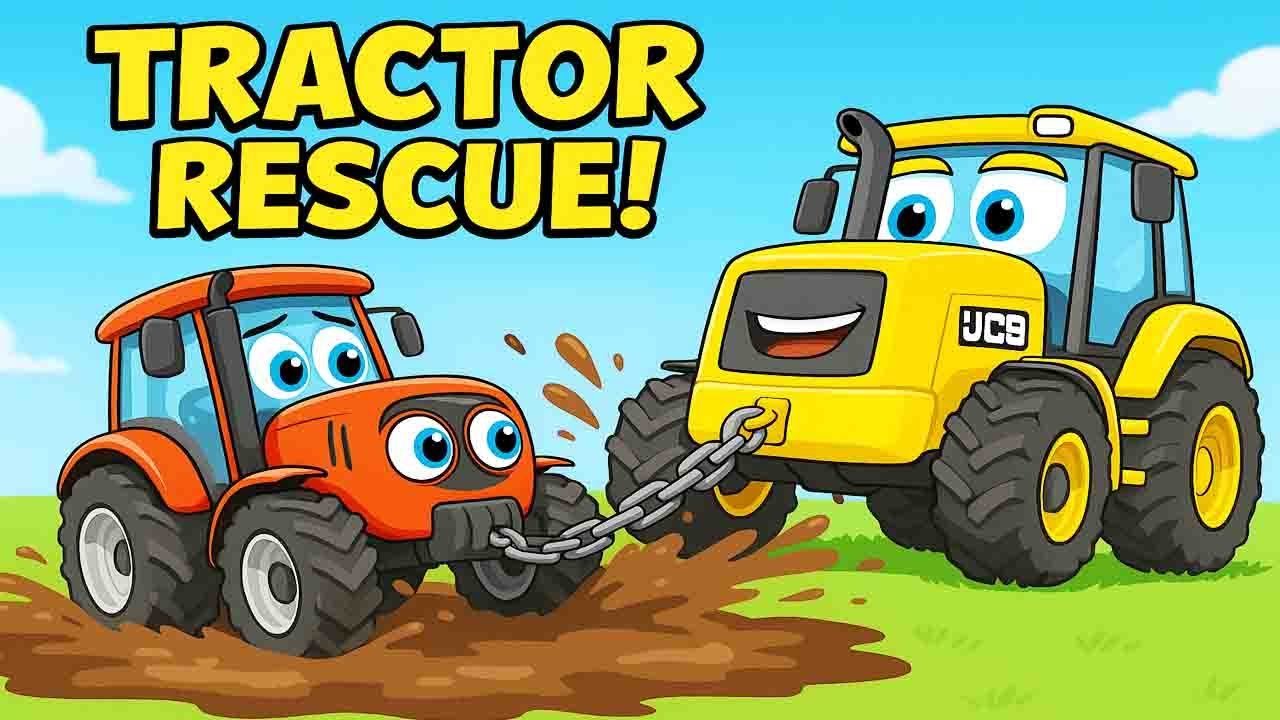 Tractor in Mud Rescue 🚜 | Kid-Friendly Cartoon