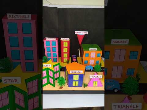 3D shapes model for school project | maths project shapes city #schoolproject #maths #shorts