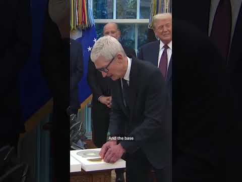 Apple CEO gifts Trump a plaque with a 24-karat gold base