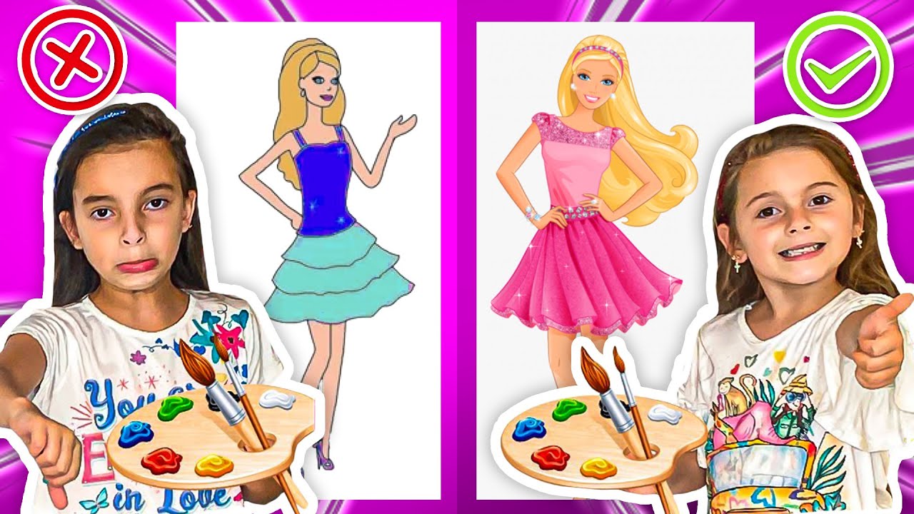 Desafio de Colorir a Barbie Gigante com Apenas 3 Cores 🎨