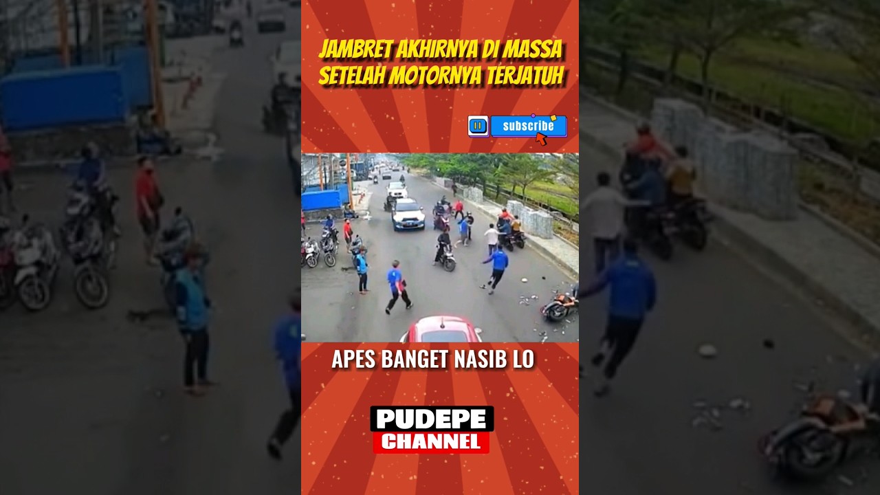 Maling Motor Terjatuh dan Akhirnya Ditangkap Warga #Shorts #CCTV