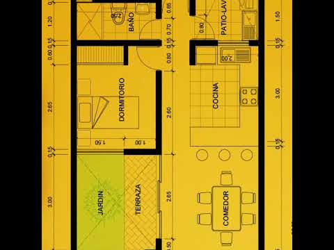 Plano de casa de 6 x 20 metros de un piso más plano de techo #diseño #casa #planosdearquitectura