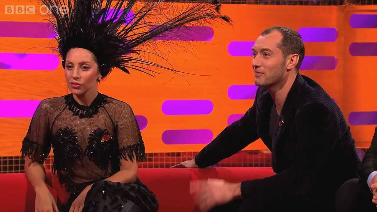 Jude Law tries to avoid getting hit by Lady Gaga's hat - The Graham Norton Show: Episode 5 - BBC