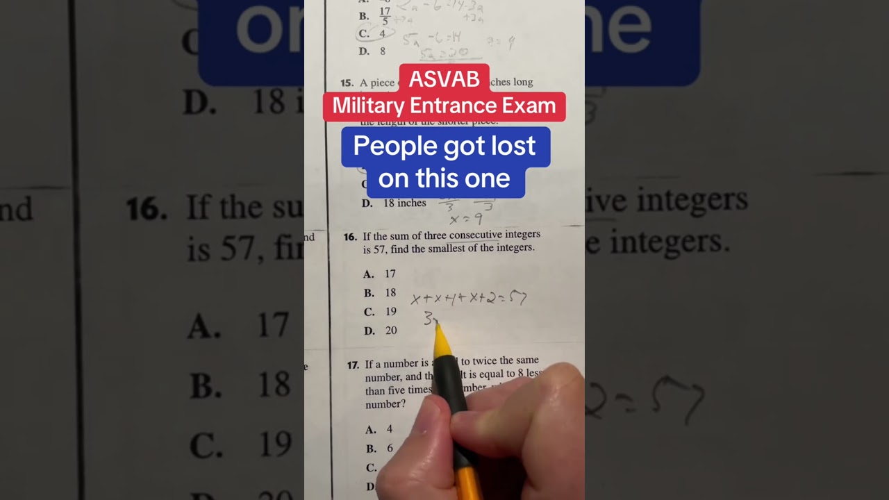ASVAB Questions answered Math Knowledge 16 #army #math