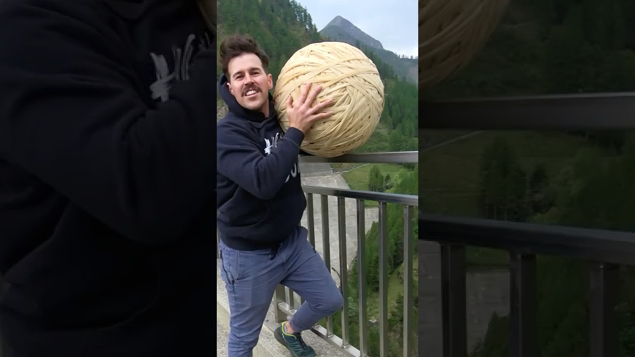 Giant Rubber Band Ball Sets 165m Drop World Record 🌐