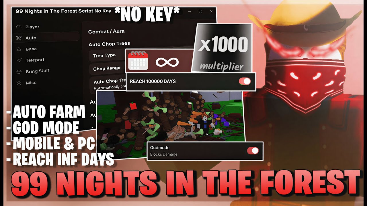 99 Nights In The Forest Script *NO KEY* - Auto Play, Auto Farm, Auto Diamonds, Godmode & More!🌲🌙