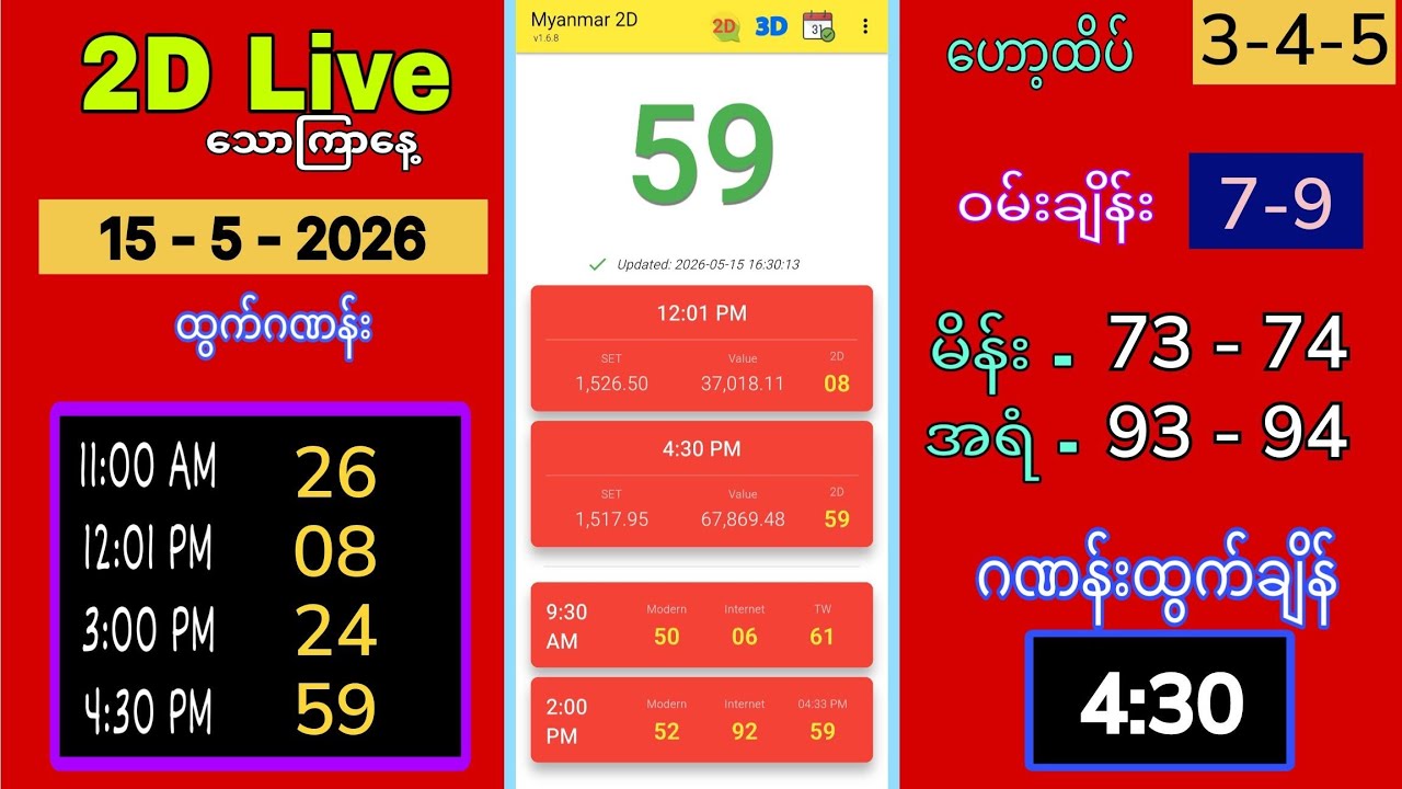 2D Live Results for Friday Evening (15-5-2026) ๐ฎ