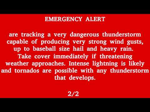 Environment Canada, Alert Ready - Severe Thunderstorm Warning, South Central Alberta (Calgary)