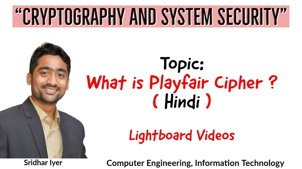 Master Playfair Cipher: Essential Cryptography Tips & Notes 📚 | Sridhar Iyer (Hindi)