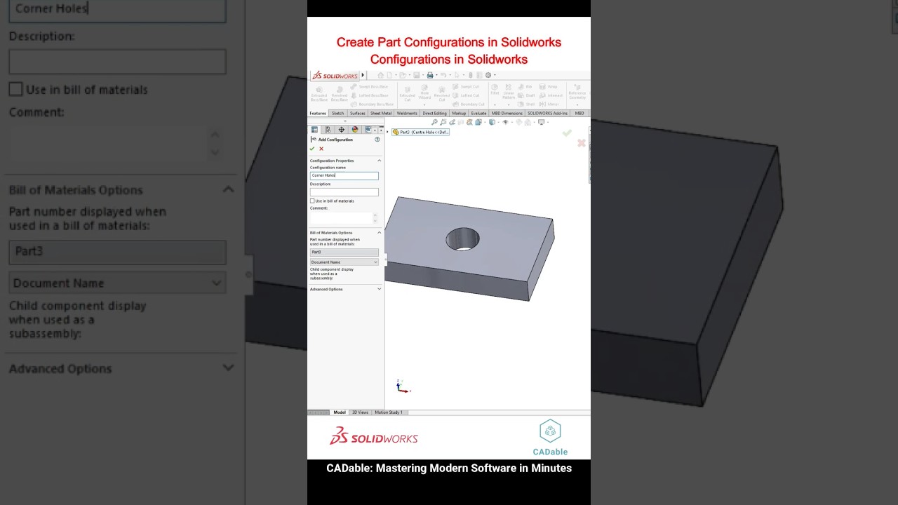 SolidWorks Part Configurations Guide ๐ ๏ธ