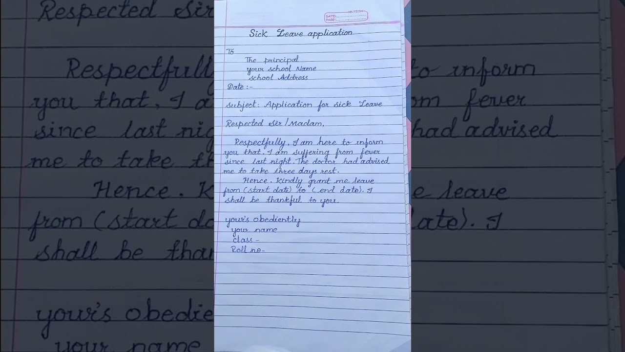 Sick Leave Application for School
