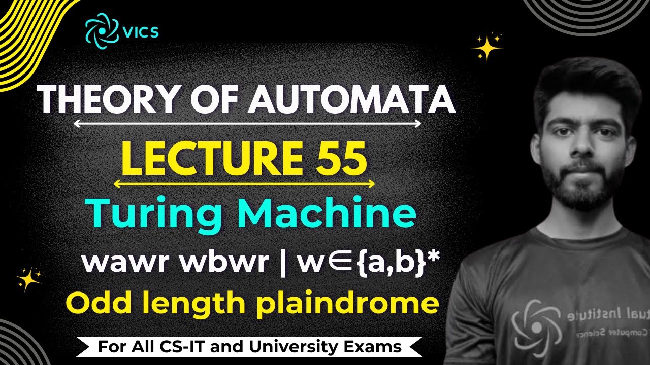 55- Constructing a Turing Machine for Palindromes wawr and wbwr 🧠