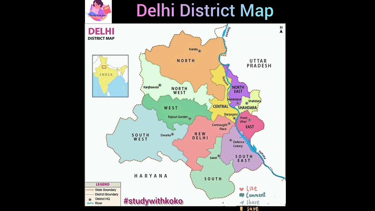 Delhi District Map for UPSC & IAS Prep 🗺️