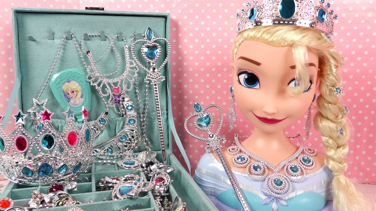 Reine des Neiges Elsa Tête à Coiffer & Bijoux ❄️