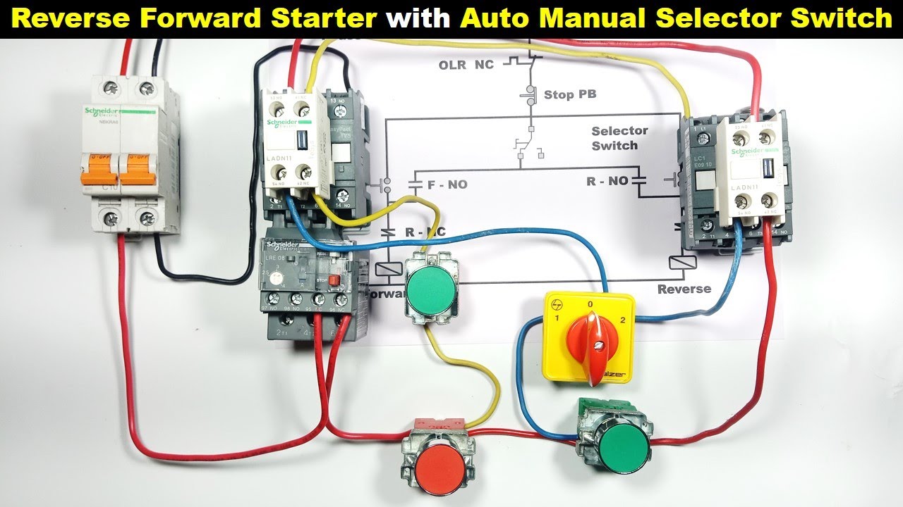 Reverse/Forward Starter Control Wiring with Auto/Manual Switch