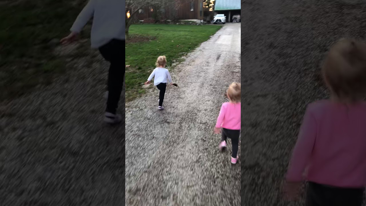 Twin Girls and Grandpa Chase Sunset 🌅