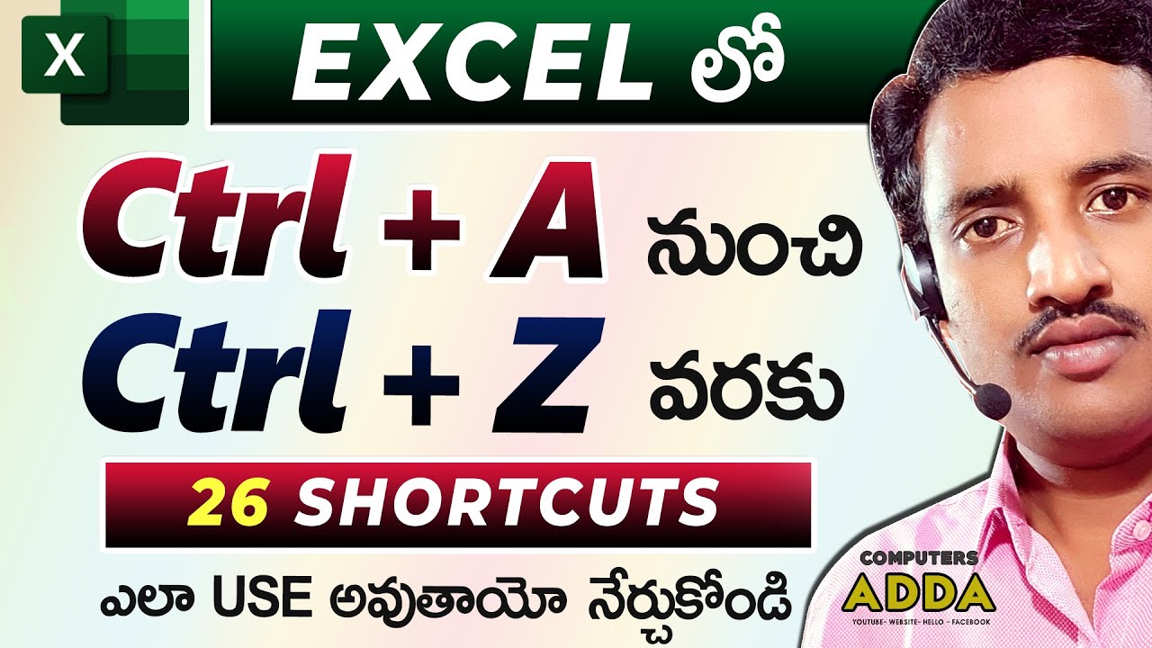 MS Excel Shortcut Keys Telugu: Ctrl+A to Z 📊