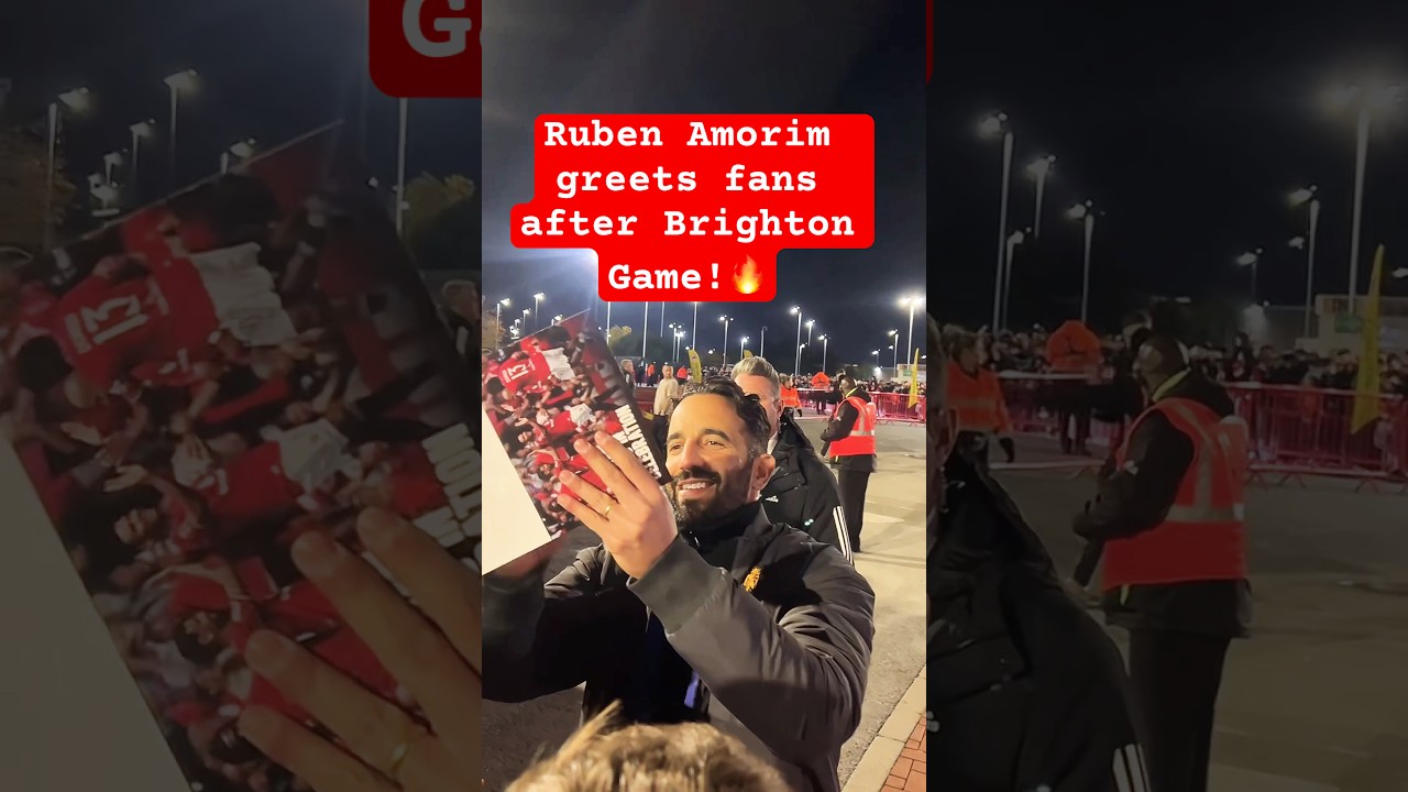 Ruben Amorim Celebrates with Fans After Brighton Match! ⚽