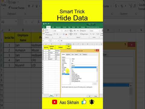 Hide Data in excel