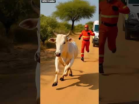 white calf got covered with scorpions saved by rescue team! #humanity #cow #animalrescue #ai