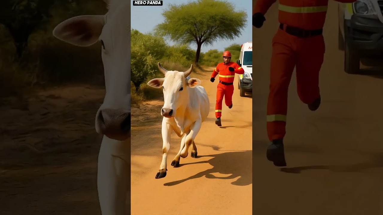 Heroic Rescue: White Calf Saved from Scorpion Attack 🐾