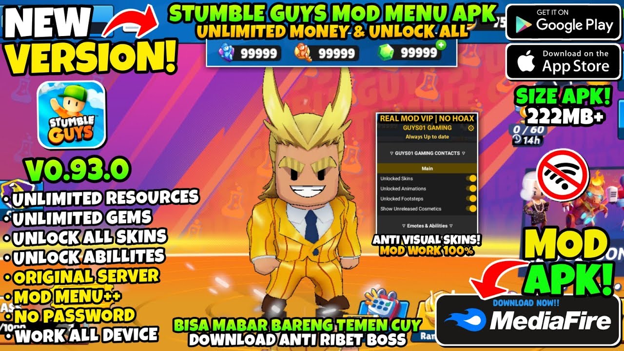 Stumble Guys Mod v0.93.0 - Unlock Skins & Abilities 🎮