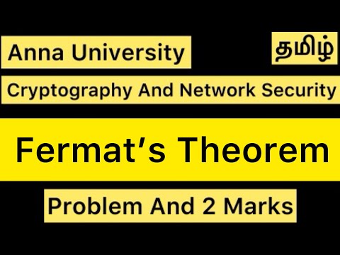 Fermat's Theorem | Cryptography And Network Security | Tamil