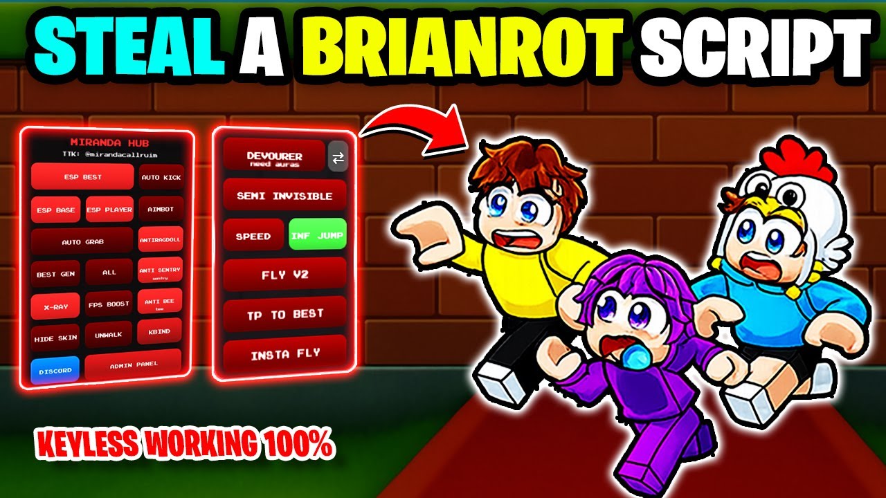 [SEMI INVISIBLE🔥] STEAL A BRAINROT SCRIPT *No Key* Miranda Hub 💯 SEMI INVISIBLE & FPS DEVOURER