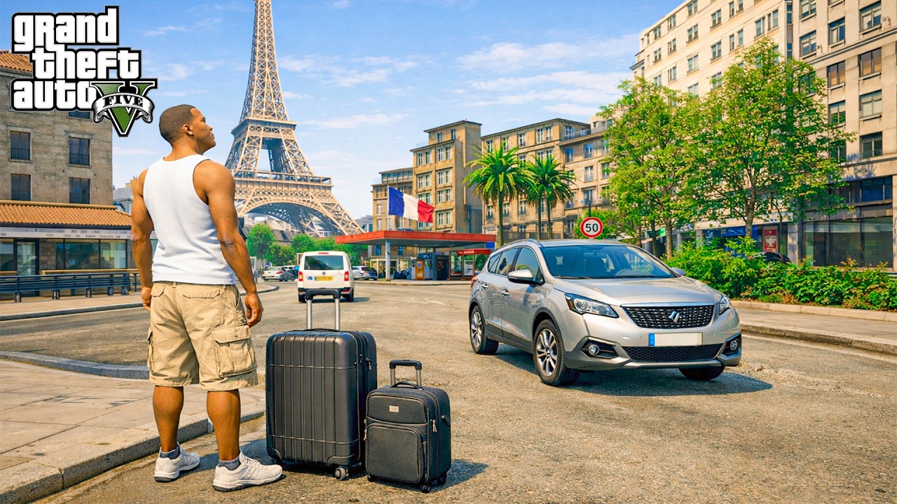 Franklin en voyage à Paris dans GTA 5 ✈️